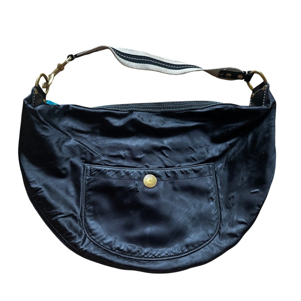 Coach Black Nylon Turquoise Lining Hobo Shoulder Bag